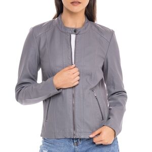S.E.B. by Sebby Size XL Faux Leather Jacket in Pewter